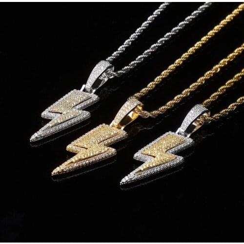 2020 Fashion Full zircon lightning Necklace Chains For Boys Hip Hop Party Biker Mens Pendant Necklace Jewelry Accessories
