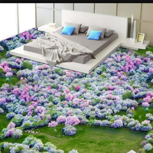 Beibehang Mountain scenery grassland 3D flooring to customize large-scale murals pvc wear-resistant to paste papel de parede