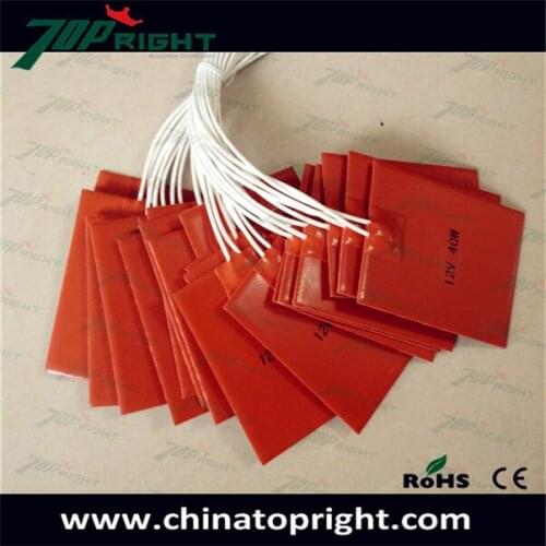 4" x 3" 12v40w flexible silicone rubber plate heater