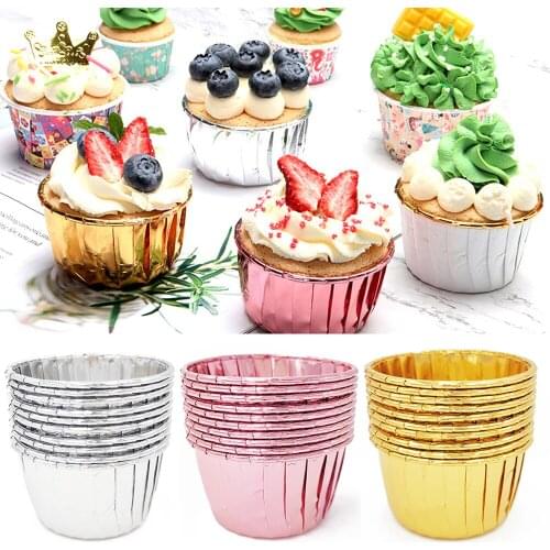 50pcs Cupcake Paper Cup Oilproof Cupcake Liner Baking Cup Tray Case Wedding Party Caissettes Golden Muffin Wrapper Paper