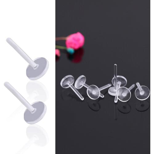 500p Blank Flat/Cup Earring Pin Post Nuts Stud Earrings Back Stoppers Ear clip Rubber Pad Earrings jewelry Findings Plastic Pins