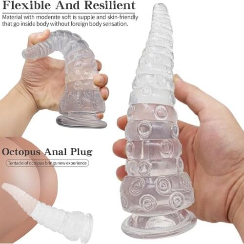 Anal Plug Transparent soft silicone Dildos Octopus Sucker Butt Plug Tail Intimate Goods For Men Women Prostate Massager Buttplug