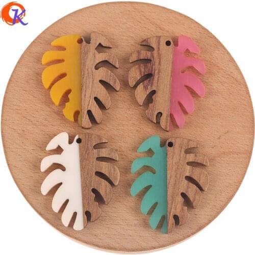 Cordial Design 30Pcs 30*37MM Jewelry Accessories/Hand Made/DIY Making/Natural Wood With Resin/Leaf Shape/Earring Findings