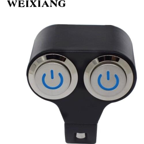 22mm Motorcycle Switches Handlebar Mount Switch Headlight Hazard Brake Fog Light ON OFF Aluminum Alloy With Indicator Light