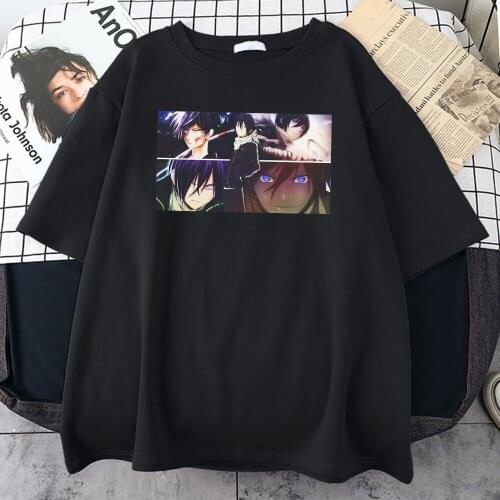 Noragami Anime Print Men T Shirt Summer Cartoon Clothing Top Fashion Harajuku Short Sleeve Cotton Loose Oversize Tee-Shirt Male