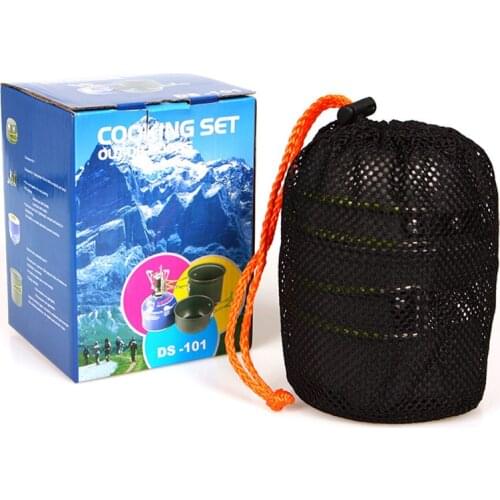 New Portable Outdoor Cooker Pot 1-2 person Travel Camping Pan Aluminum alloy 0.62L/1.2L 2-piece Set With Color Box For Gift