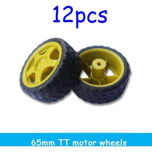 12Pcs TT Motor Tires Wheels 65mm Tyres Yellow/Black Spare Part For DIY Remote Control Robot Small Car Model