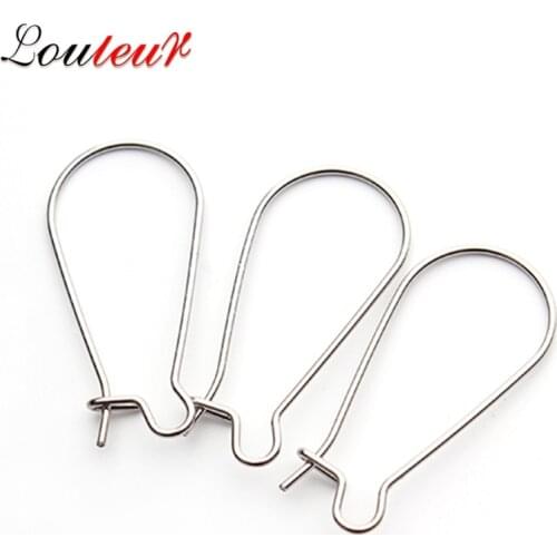LOULEUR 100pcs/lot 12*25mm Stainless Steel Silver Color French Ear Wire Earrings Hooks for Diy Jewelry Making Findings