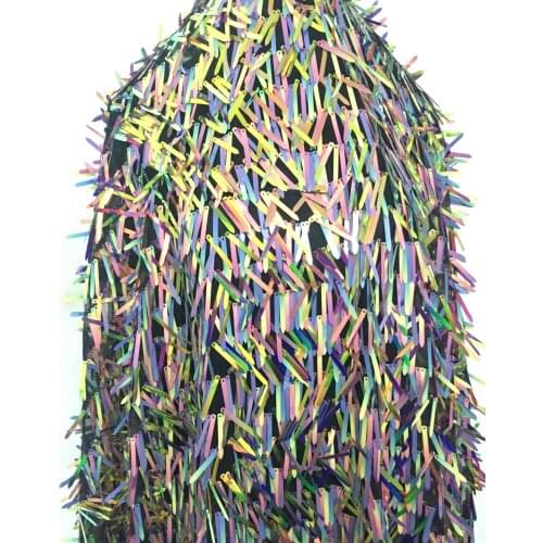 LASUI 2019 New 1 yard=1piece Good quality multicolor equins embroidery mesh lace fabric DIY Gorgeous custom fabrc W0152