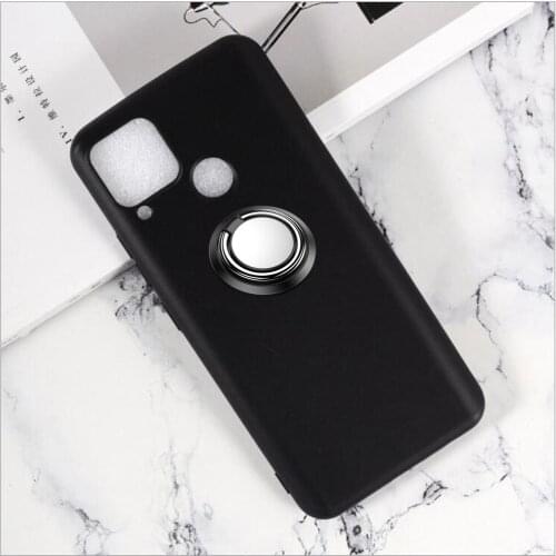 Soft Case For OPPO Realme 7 7i X7 C12 C15 V3 V5 C11 6 6i C2 Narzo 20 3 Pro XT X2 X 1 Back Ring Metal Car Magnetic Holder Cover