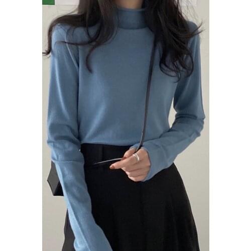 2020 New Slim Half High Neck Womens Sweater