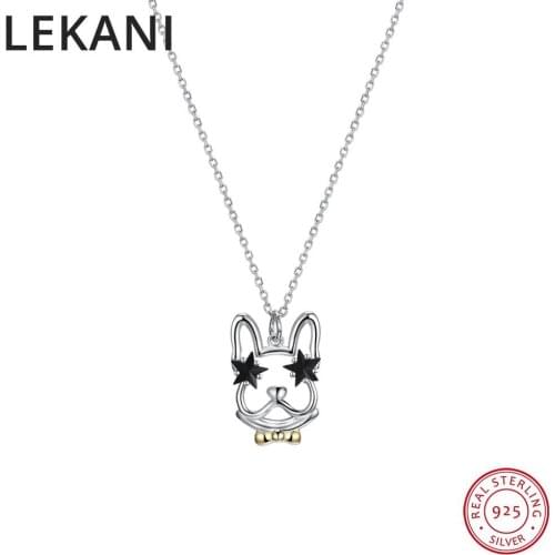 New Cute Dog Pendant Necklace Black Crystals From Swarovski For Women Party Wedding Real S925 Silver Animal Jewelry Lover Gift