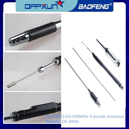 OPPXUN 29.6/50/144/430MHz 4 Bands Mobile Antenna CR-8900 for TYT TH-9800 Yaesu Ft-8900R Car Radio 125cm Stainless SL16 PL-259