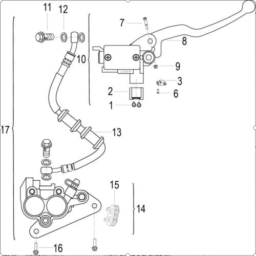 Front brake lever front brake caliper page of Benelli TNT135 TNT125
