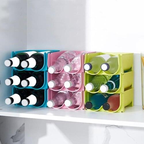 Hollow Non-Slip PP Material Beer Beverage Storage Rack Overlap Refrigerator Rack Shelf Wine Bottle Holder Kitchen Accessories