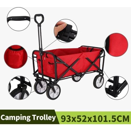 Portable Utility Wagon Home Garden Wagon Cart With Storage Basket Folding Cart Camping Cart Outdoor Wagon 4 Wheels Beach Trolley