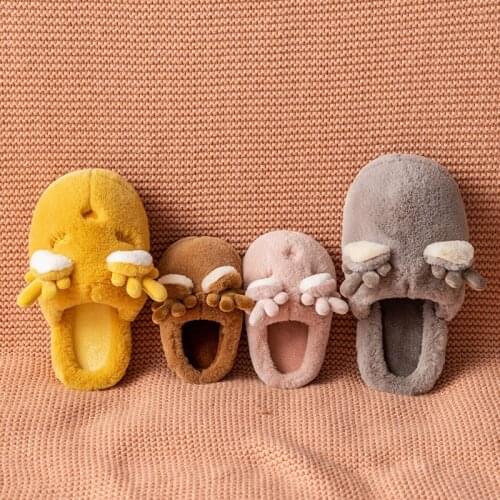 Furry Slides Girls Women Home Slippers Winter Warm Shoes Family Slip on Flats Slides Parent-child Shoes Fur Slippers Cartoon