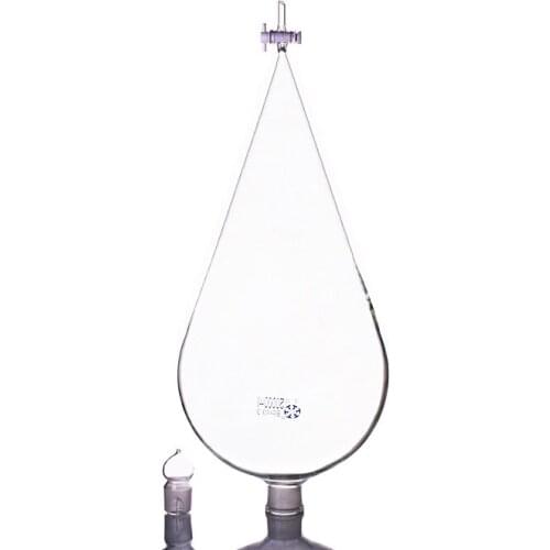 Separatory funnel pear shape,with ground-in glass stopper and stopcock.Capacity 20L,PTFE switch valve