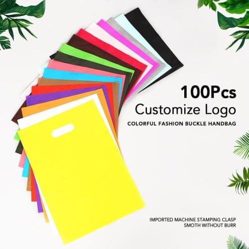 Custom Logo Advertising Gift Bag Portable Plastic Bag Gift Shopping Bag Print One Color Logo On One Side Free Design 100pcs/lot
