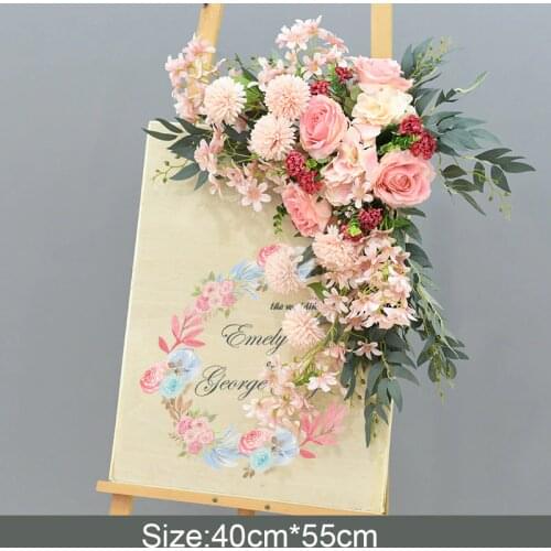 DIY wedding props wedding welcome card flowers hotel water sign creative sign floral decoration road lead flores artificial wall