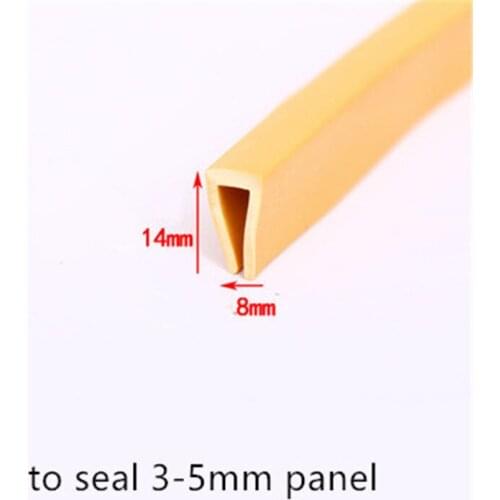Rubber U Strip Edge Shield Encloser Bound 3-5mm thick Glass Metal Wood Panel Sheet Car Vehicle Auto Bumper Seals 14x8mm Orange