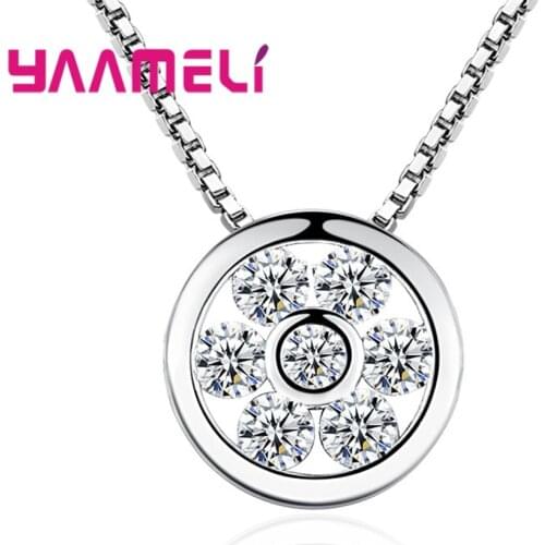 Luxury Wedding Women Necklace Solid 925 Silver Wedding Engagment Jewelry Fashion White/Purple Cubic Zircon Stones/Chain
