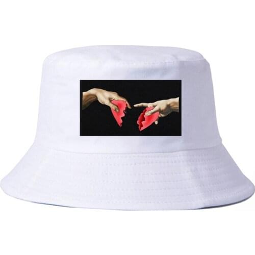MICHELANGELO fisherman hat men k pop Harajuku Funny Print bucket hat Men Hip Hop 100% Cotton panama sombrero cap