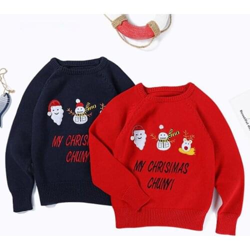 Christmas Spring Kids Boys Girls Long Sleeve Printing Knit Sweater Autumn Baby Clothing Boys Girls Pullover Sweaters