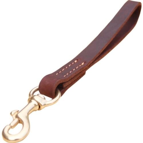 Explosion-proof Large Dog Leash Real Leather Big Dog Lead Short pet Walking rope for German Shepherd Golden Retriever Dogs