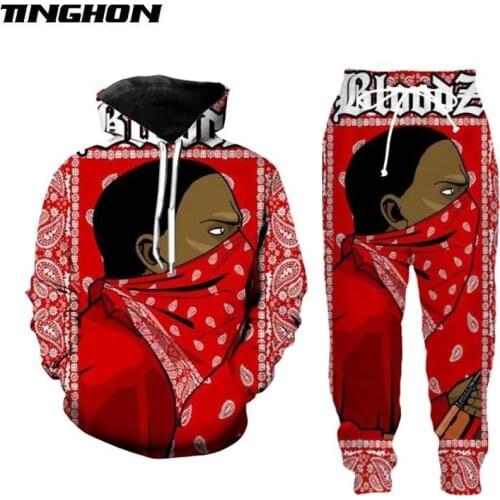 XS-7XL New Men/Womens Blood Gang Funny 3D Print Casual Fashion Hoodies/Sweatpants Hip Hop Tracksuits