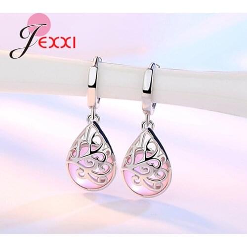 Original Fashionable 2 Colors Cubic Zirconia Real 925 Sterling Silver Water Drop Shape Design Earrings For Women Ladies Jewelry