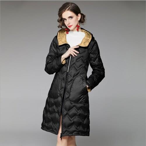 Female Duck Down Jacket Women Winter Outerwear Coats Female Long Light ultra thin Warm Down puffer jackets Parka coats with hood