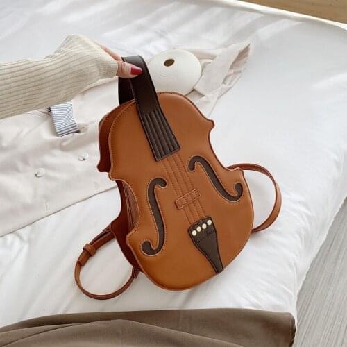 1Pc Hot Violin Shape PU Leather Backpack School Handbag Travel Daypack for Teenager Girl Bag