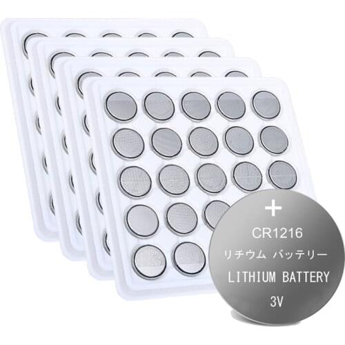 100pcs CR1216 Lithium Battery 1216 DL1216 BR1216 ECR1216 5034LC LM1216 Button Coin Cells LED Lights Clocks Watches Bateria
