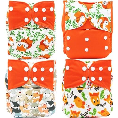 2020 4pcs/set Diaper Cover Washable Diaper Eco-friendly Ecological Adjustable Baby Nappy Reusable Cloth Diapers Fit 3-15kg baby