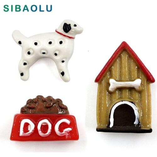 3pcs Dog Puppy food House fridge magnets Cartoon Miniature animal whiteboard sticker Refrigerator Message post Home Decoration