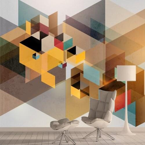 3d Geometric Abstract Blocks Wallpapers for Living Room Murals Walls in Rolls Home Decoration Peel and Stick Furniture Sticker