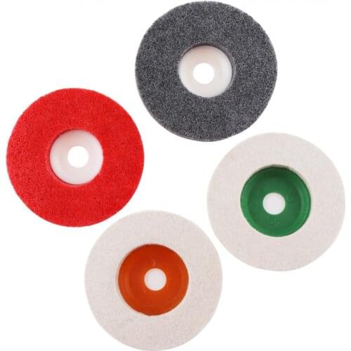 4pcs Multifunction Wool Polishing Disc Pads and Nylon Wheels with 100mm External Diameter and 16mm Inner Diameter for Grinder