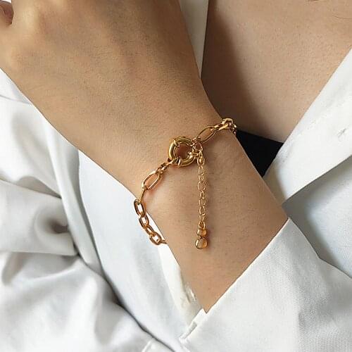 925 Sterling Silver U-shaped Connected Bracelet INS Hip-hop Punk Thick Chain Bracelet Jewelry Charm Female Couple Gift