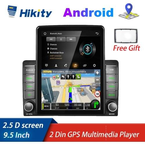 Hikity 2din Android RDS Car Radio Multimedia Audio Player 9.5" Inch Vertical Screen GPS FM Stereo For VW Nissan Hyundai Toyota