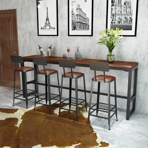 Bar table solid wood home living room partition cabinet wood milk tea shop small table and chair combination wall high table