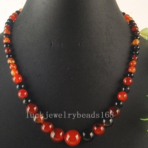 Free shipping Women Fashion Jewelry 6~14mm Beautiful Dream Carnelian Round Beads Necklace 17.5" FG6421