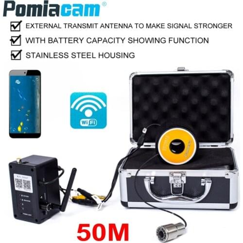 WF13WSL 2.4G Wireless Wifi Underwater Fishing Camera 12pcs LED 50M Fish Finder System with Video Recording For IOS Android APP
