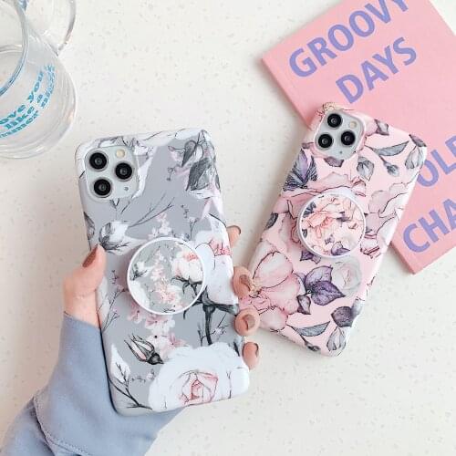 Rose flower Phone Case For iPhone XR Xs 12 11 X Pro Max 7 8 6S 6 Plus Soft Folding Stand Back Cover