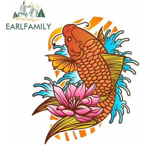 EARLFAMILY 13cm x 11cm For Japanese Koi Fish Scratch-Proof Car Sticker Refrigerator Decal Bumper Personality Creative Decor