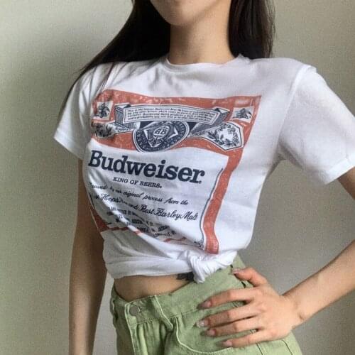 WOMENGAGA White Print T-shirt For Women 2021 Summer Super Fire Bottom With Short Letter Print Slim Fit Sleeve Tops Summer JBXV