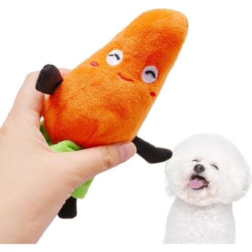 Pet Squeaky Toy Plush Cat Interactive Toy Carrot Shape Kitten Chewing Toy Bite Resistant Puppy Teething Toy Pet Training Toy