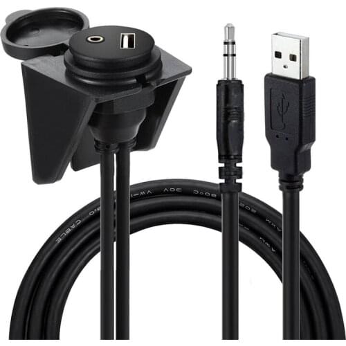 USB2.0 Extension Cable/M+DC3.5MM +USB/F Flush Mount Car Mount Extension Cable for Car Truck Boat Motorcycle Dashboard