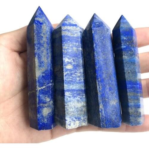 Lapis Lazuli Crystal Wand Point Natural Quartz Minerales Healing Gemstones Reiki Stones Home Decoration