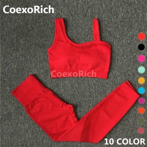 Yoga Set Women Fitness Suit Gym Clothing Sports Bra Seamless Crop Tank Top High Waist Workout Leggings Sportswear Tracksuit